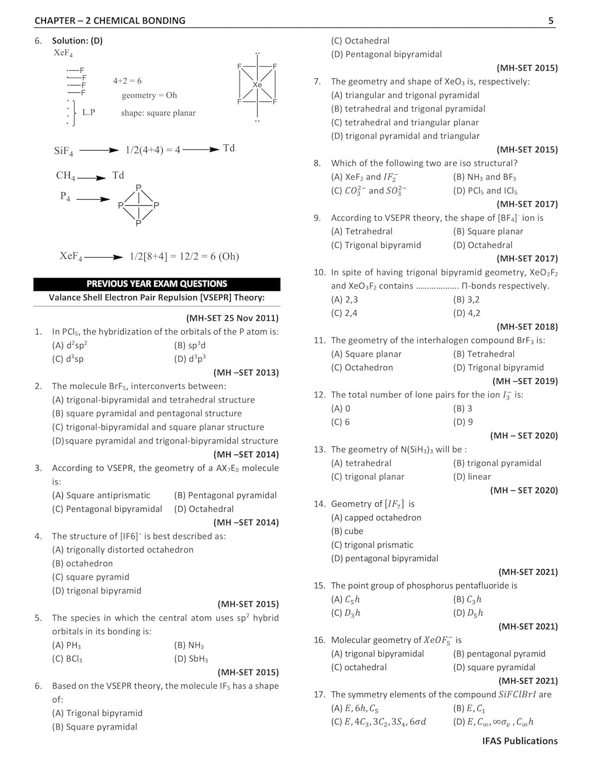 SET Chemistry PYQ Book 2026 Chemical Science Previous Year Solved Papers (2011-2024) Complete Syllabus Topic wise Sorted with Detailed Solutions