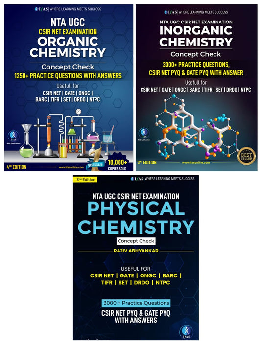 CSIR NET Chemical Science Books - Organic, Inorganic & Physical Chemistry Practice Questions Topicwise wise Sorted Practice Question Bank with Detailed Solutions