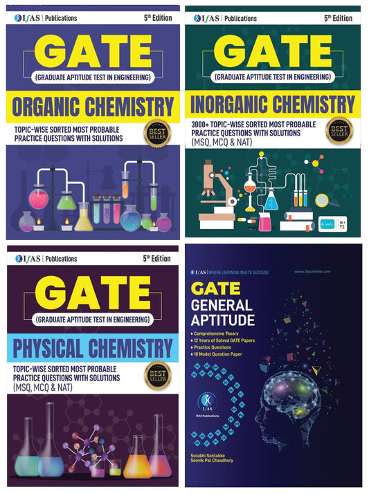 GATE Chemistry 2026 Books (Set of 4 Books) Inorganic, Organic, Physical Chemistry & GATE General Aptitude Books Topic Wise Sorted Practice Questions with Detailed Solutions